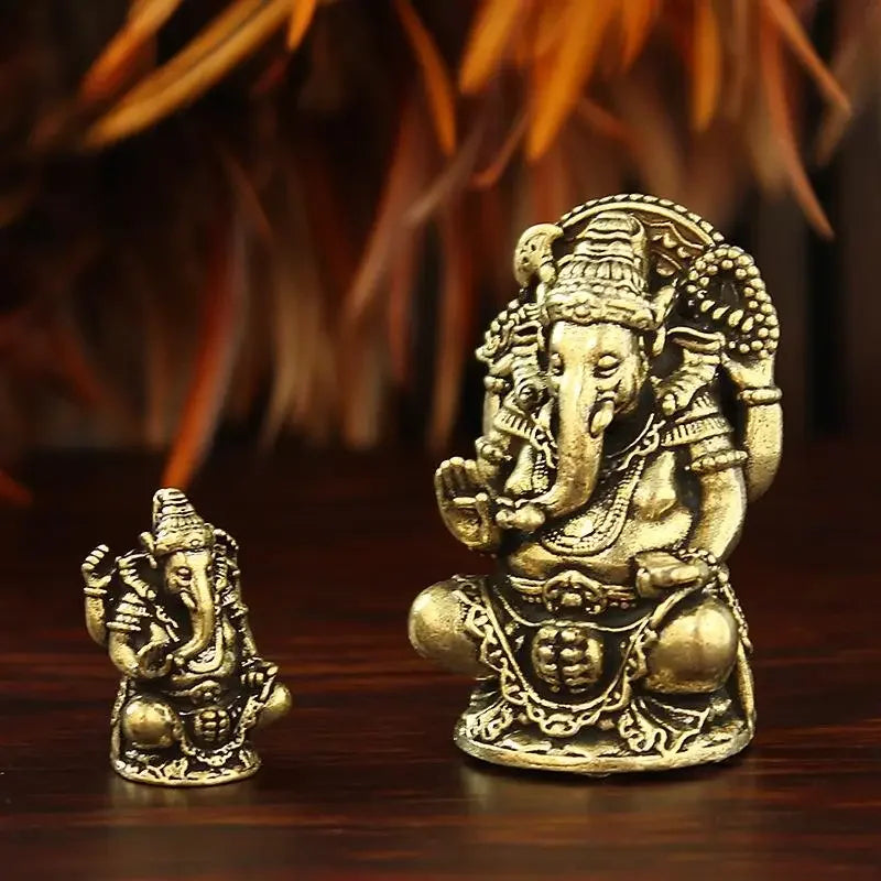 Elefantengott Ganesha Figur – Mini Messing Statue für Glück, Schutz & Erfolg